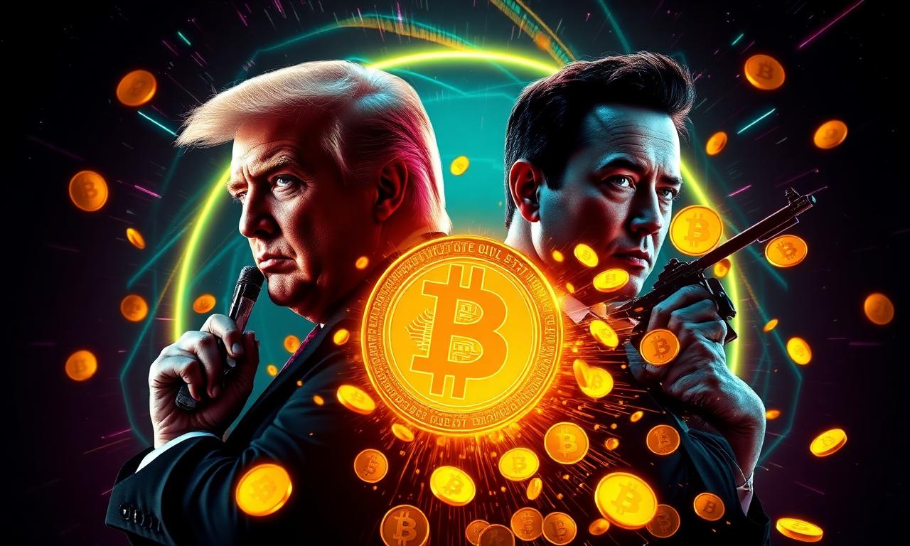 GoldenEye BTC — Trump, Musk and Agent 007 holding Bitcoin